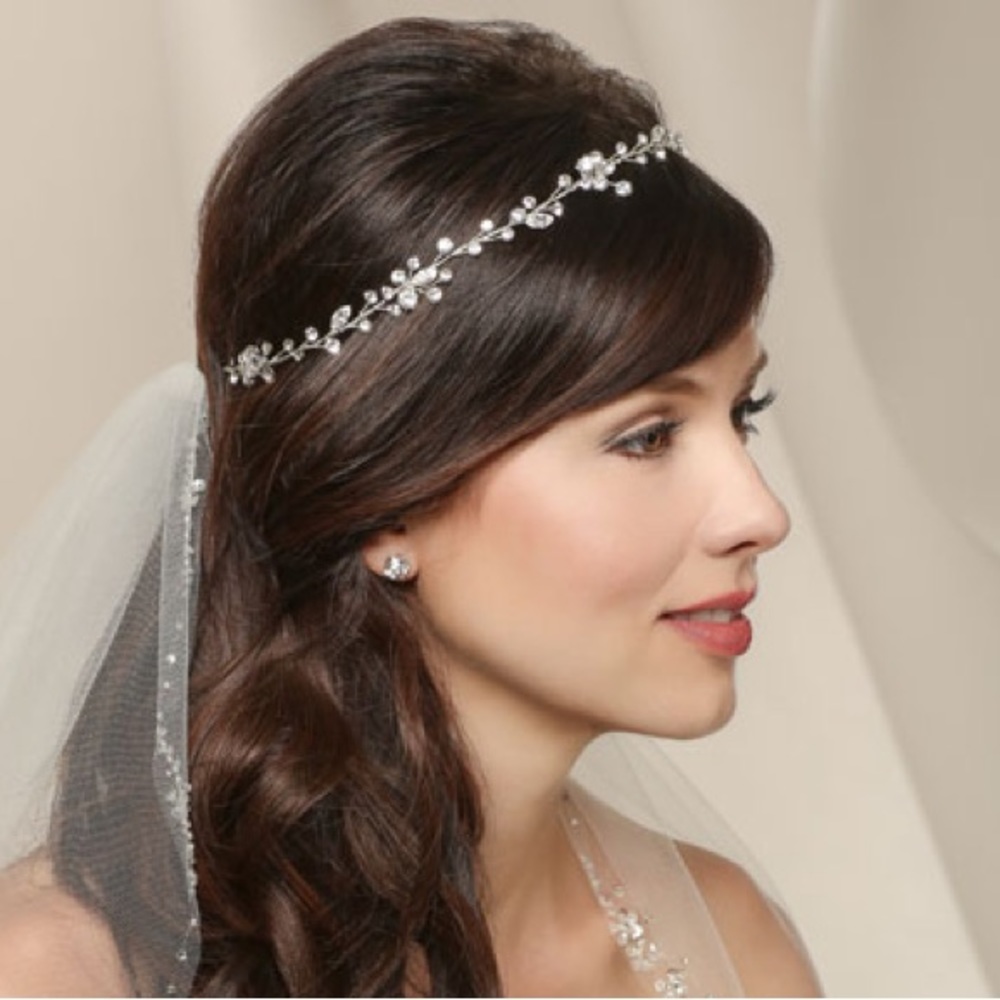 Bel aire bridal garland headpiece style 6524 rose gold rhinestone